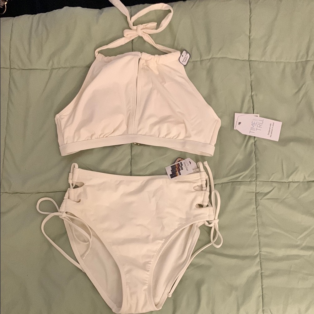Time and Tru Cream Halter Bikini Set